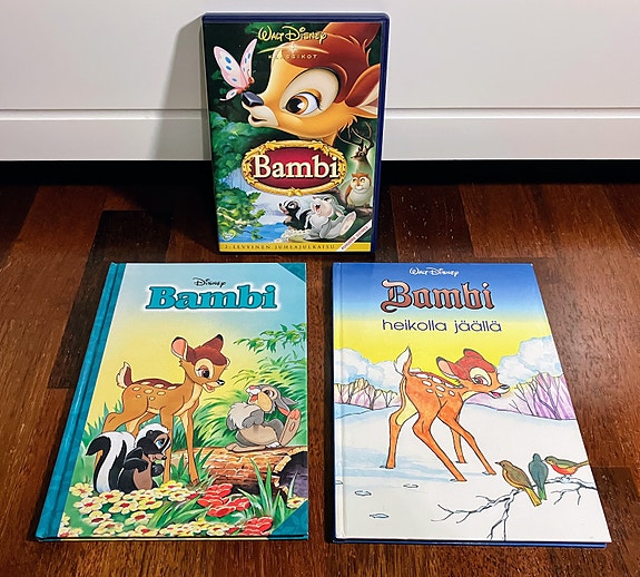 Kuvakirja / satukirja Bambi 2x kirja + Bambi DVD