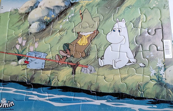 Muumi palapeli Nuuskamuikkunen ja Muumipeikko vintage 1990-l