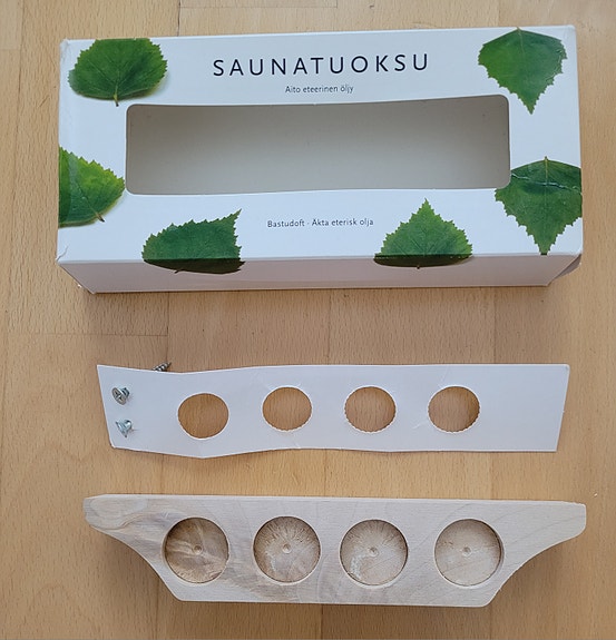 EMENDO Puinen pieni hylly saunatuoksupulloille