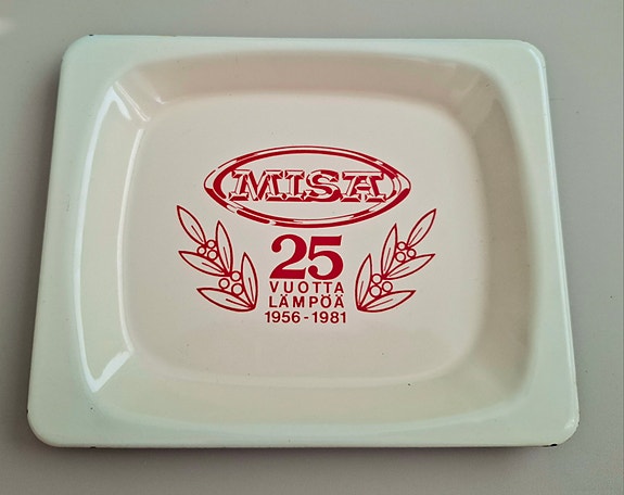 Vanha Misa mainostuote , vintage , emalia , astia , tarjotin