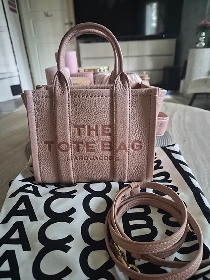 Marc Jacobs micro The Tote Bag nahkalaukku vaaleanpunainen naiset
