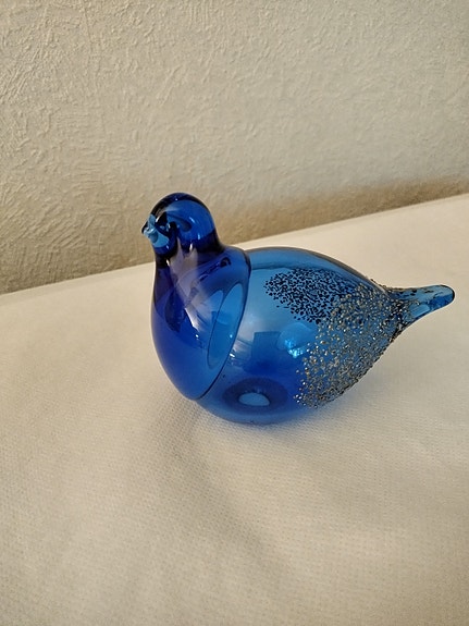 Iittala lasilintu sininen koriste-esine