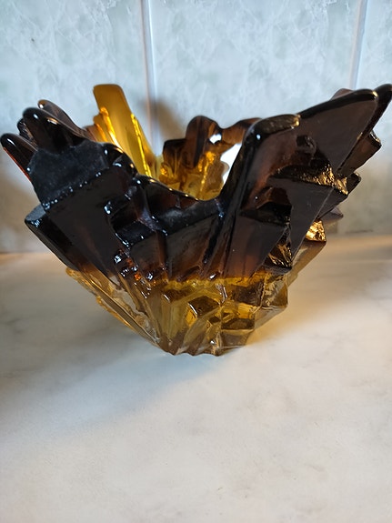 Iittala lasimalja ruskea koristekulho