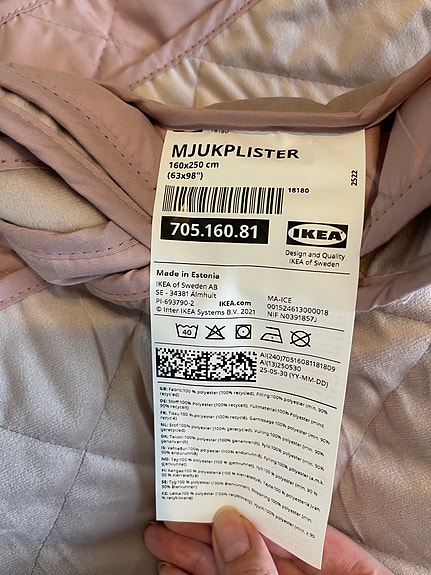 IKEA MJUKPLISTER päiväpeitto 160x250 cm vaaleanpunainen