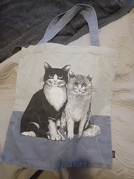 Suloinen Koira ja kissa -kangaskassi