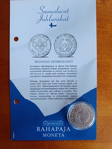 Helsingin olympialaiset 500 mk hopeinen juhlaraha 1952