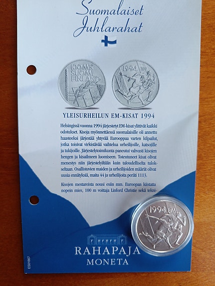 Suomen hopeinen juhlaraha yleisurheilun EM-kisat 1994