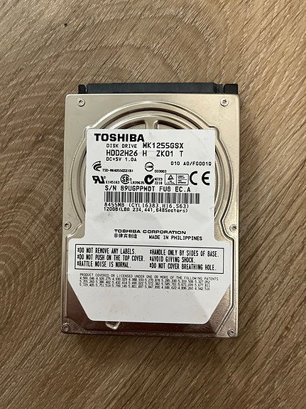 Toshiba MK1255GSX 2,5" kovalevy 120GB SATA