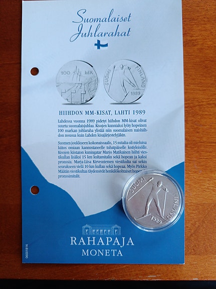 Rahapaja Moneta Hiihdon MM-kisat Lahti 1989 juhlaraha