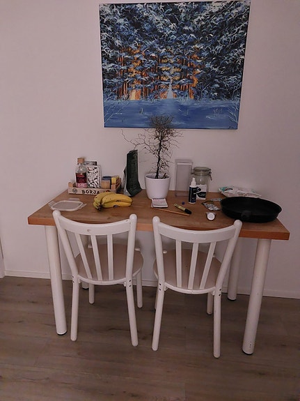 Wooden table and 2 chairs