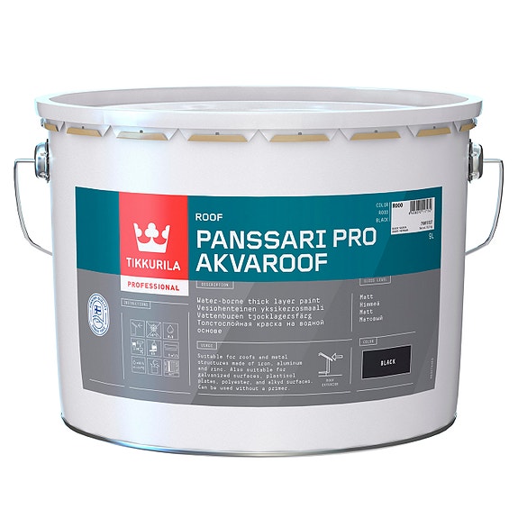 Panssari PRO Akvaroof yksikerrosmaali 9 l musta