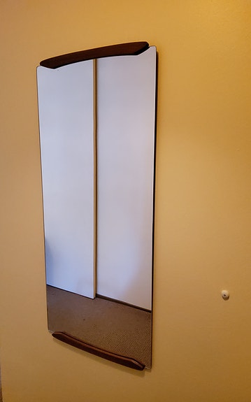 Seinäpeili 1960-luku 45x103cm tiikkilistat