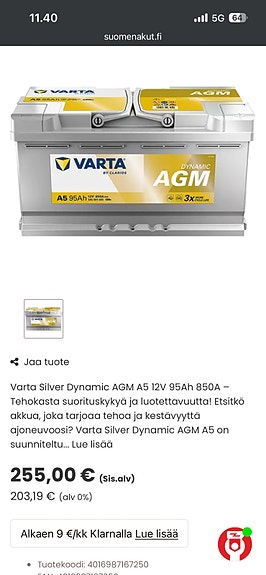Uusi auton akku