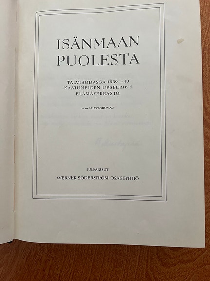 Isänmaan puolesta -kirja talvisodasta