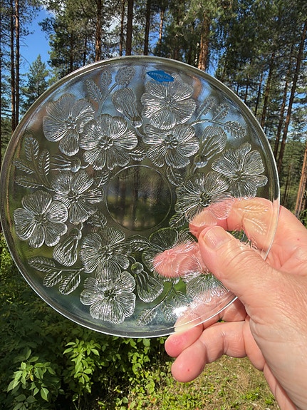 Nuutajärvi lasilautanen Rosita