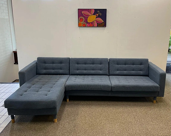 IKEA LANDSKRONA – 4:n istuttava sohva, Gunnared sininen/puu