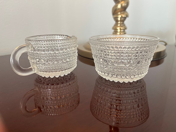 Iittala Kastehelmi kermakko ja sokerikko, kirkas – Oiva Toikka