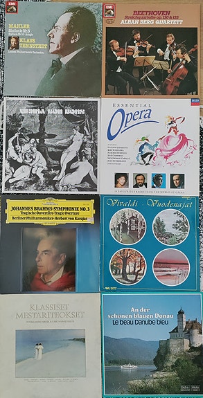 LP-levyjä, klassista musiikkia pakettina