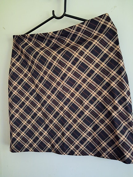 H&M Hennes Collection ruudullinen hame XL ruskea