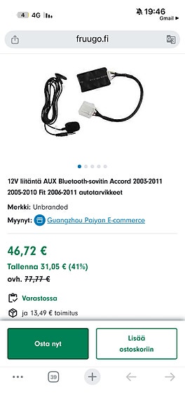 AUX Bluetooth-sovitin Honda Accord 2003–2011 / Fit 2006–2011