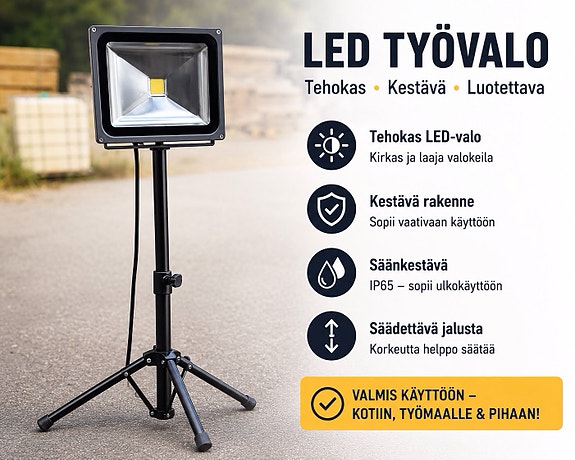LED työvalo jalustalla
