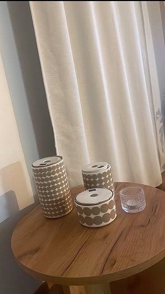 Marimekko purkit ja lasikulho