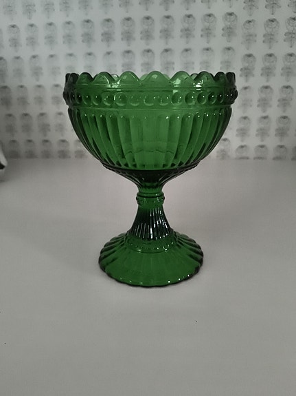 Marimekko vihreä lasikulho jalalla / mariskool