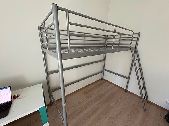 IKEA SVÄRTA Loft bed frame, silver-colour, 90x200 cm