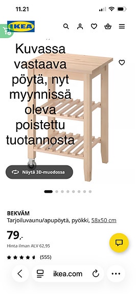 Ikean tarjoiluvaunu/apupöytä