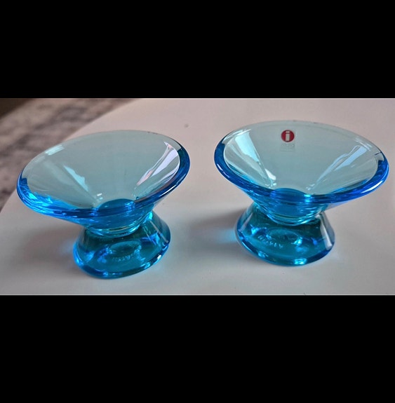 Iittala siniset lasimaljat / kynttiläkupit
