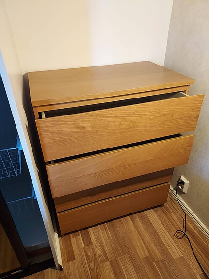 IKEA MALM lipasto, 4 laatikkoa (tammiviilu)