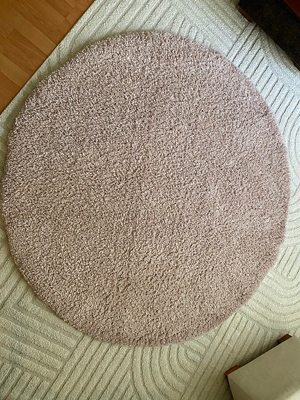 Rugvista Shaggy pyöreä nukkamatto 150 cm vaaleanpunainen