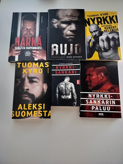Kirjat 6 kpl: Mika Törrö, Rujo, T.Kyrö Nyrkki, Aleksi Suomesta,  Jarkko Stenius
