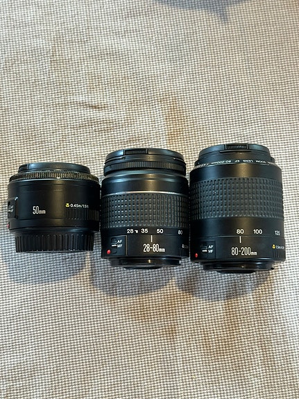 Myydään Canon EF -objektiivit – 50 mm, 28–80 mm ja 80–200mm