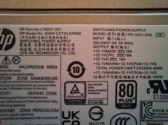 HP tietokoneen virtalähde 400W PSU