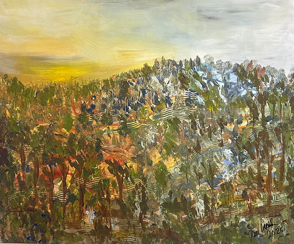 Abstrakti metsäaiheinen maalaus, koko 100 x 120