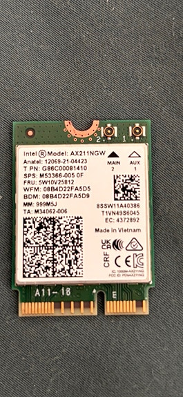 Intel AX211NGW WiFi / Bluetooth -kortti