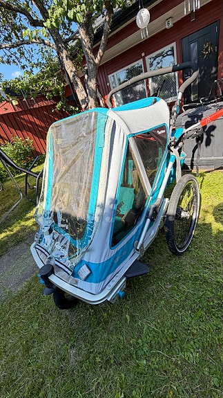 Qeridoo Speed Kid 2 lasten pyöräkärry turkoosi