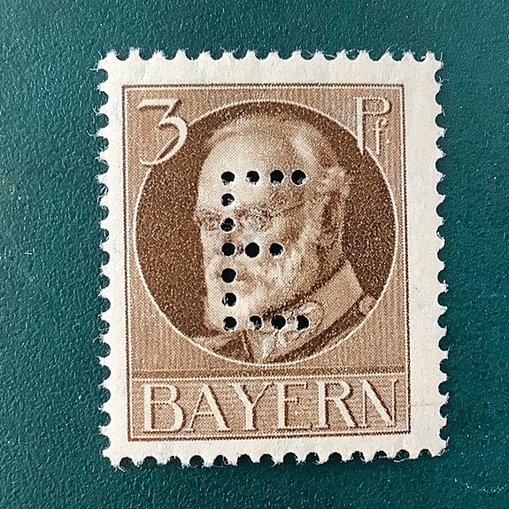 Bavaria 1914 - Palvelu: 3 Pf perforoitu, tarkastettu Pfenninger – MNH - Michel