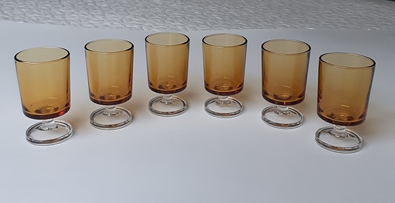LUMINARC. Snapsilasi. Keltainen. 6 kpl. Vintage.