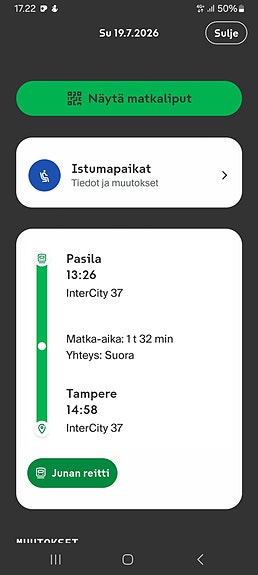 2 kpl juna lippuja