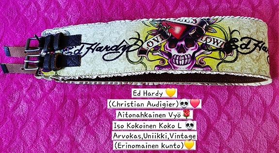 Ed Hardy (Christian Audigier)Aitonahkainen Iso Vyö💀💛