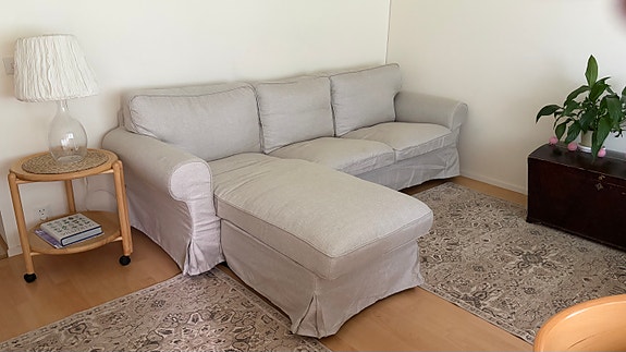 EKTORP 3:n istuttava sohva + divaani, Kilanda vaalea beige (UUSI)
