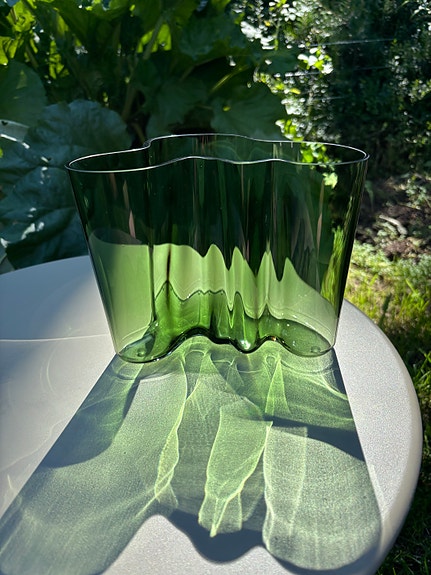 Iittala numeroitu juhlavuoden Aalto maljakko 160mm  50v. vihreä