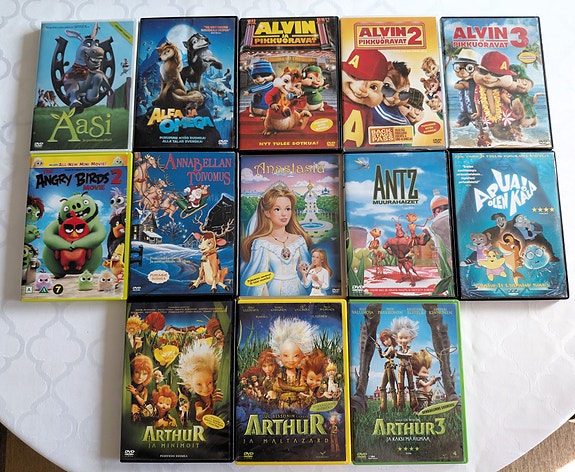 Lasten dvd leffat yli 200 kpl