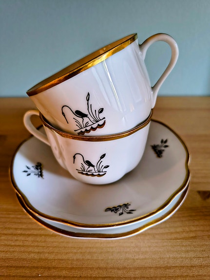 Arabia Haikara/Kurki Art Deco kahvikupit 2 paria
