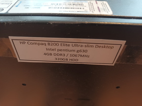 HP Compaq 8200 Elite Ultra-slim pöytätietokone Intel Pentium G630 4GB 320GB HDD