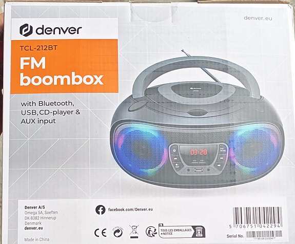 Denver FM boombox CD-soitin Bluetoothilla
