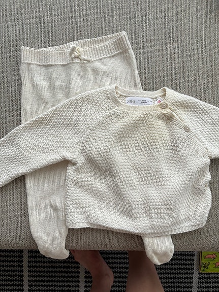 Zara vauvan neulesetti koko 74 valkoinen unisex