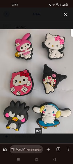 Hello Kitty ja Sanrio hahmot kenkäkoristeet